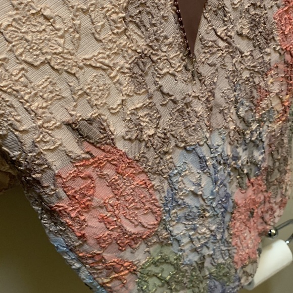 BHLDN Adrianna Papell Blush Floral Matelasse Colum Gown | Wedding Dress - Picture 12 of 14